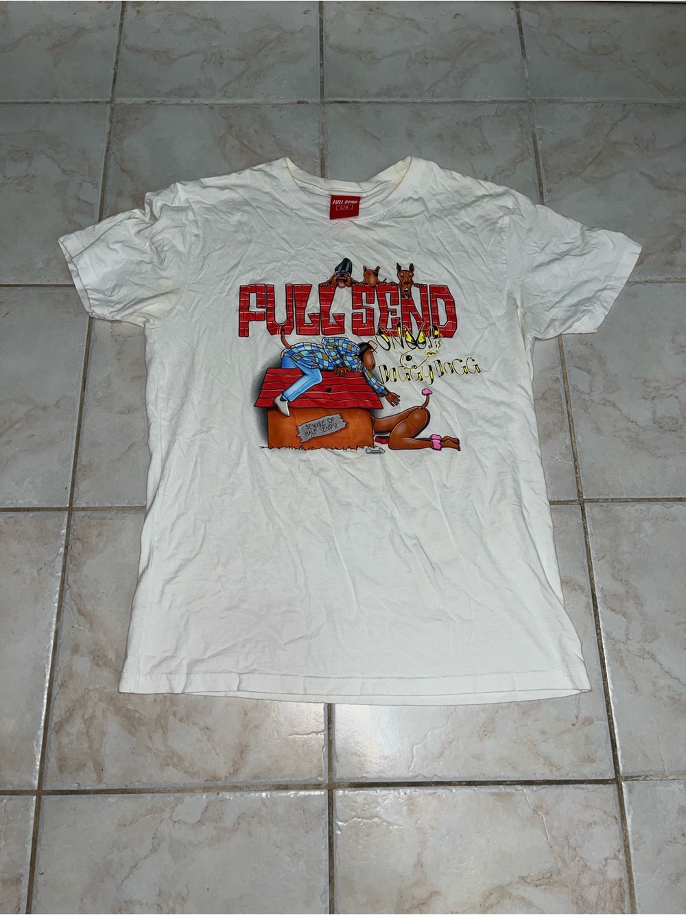 Full Send x Snoop Dogg Doggy Dogg Graphic T Shirt White Size Large L Streetwear